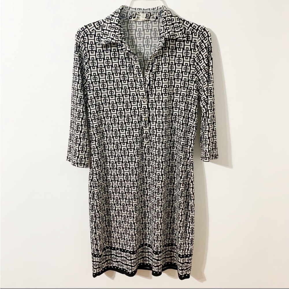 Max Studio Geometric Pattern Collared Pullover Dr… - image 3